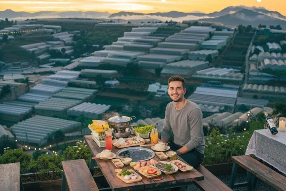 Du khách check-in với khung cảnh thung lũng bên khi hoàng hôn buông xuống